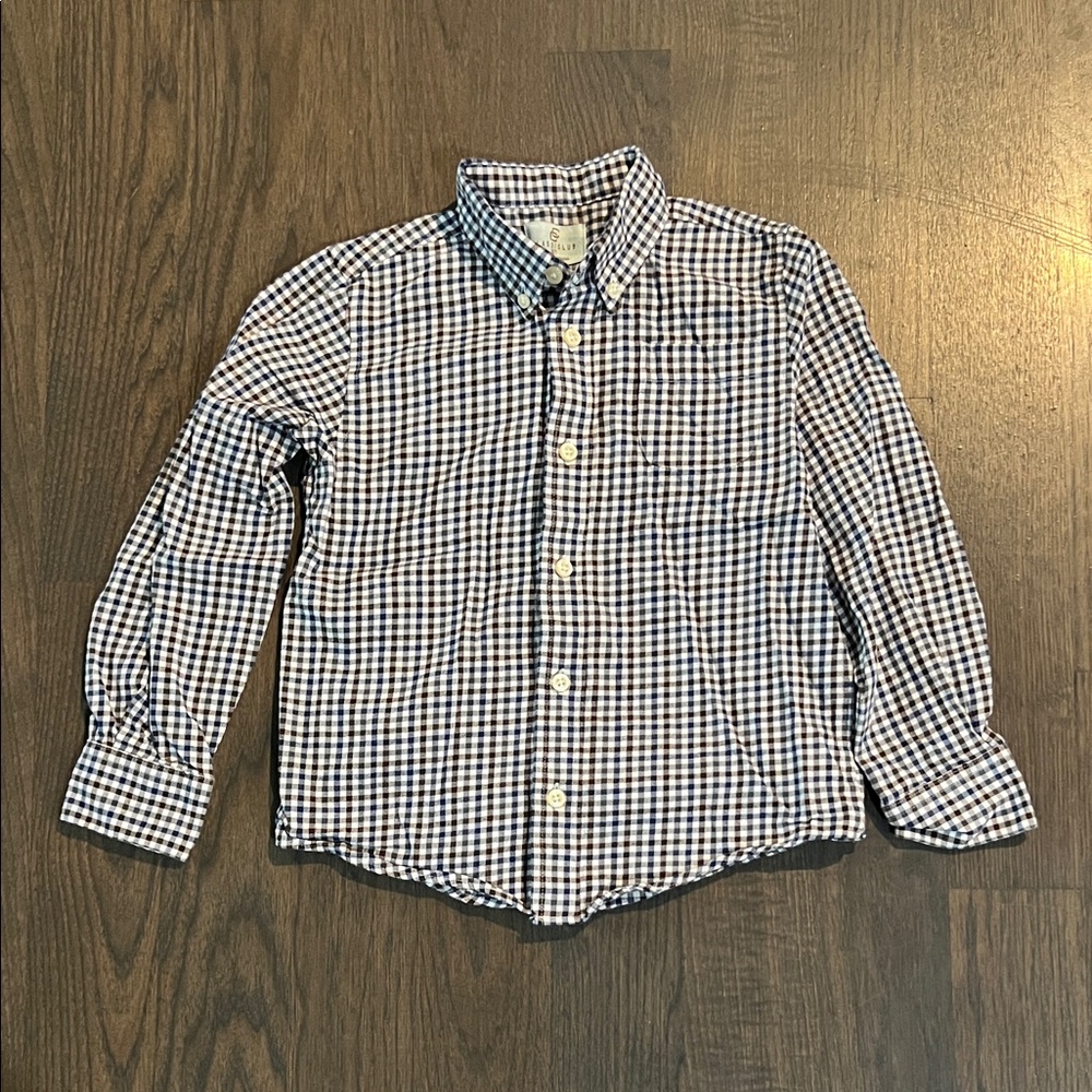 Class Club Blue and White Checkered Button-Down Shirt Size 6/7